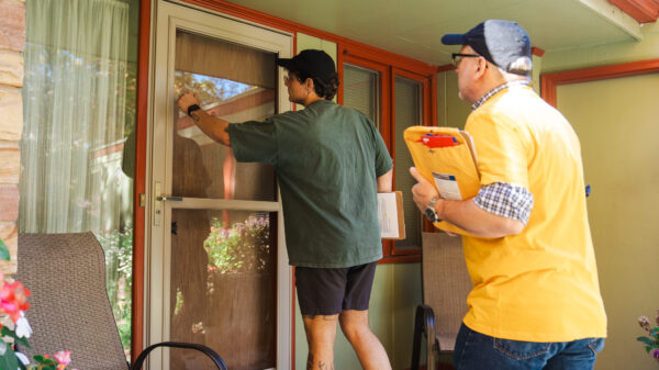 ACLU volunteers knocking on a door
