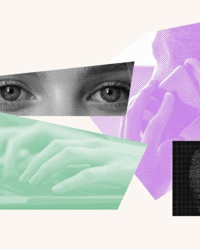 Collage of images of eyes, telephones, and computers