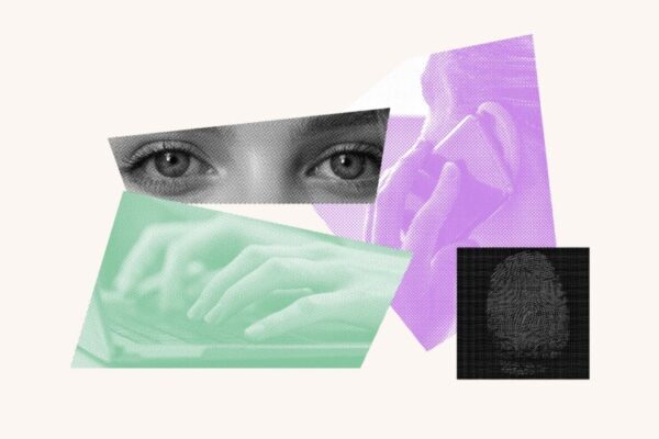 Collage of images of eyes, telephones, and computers