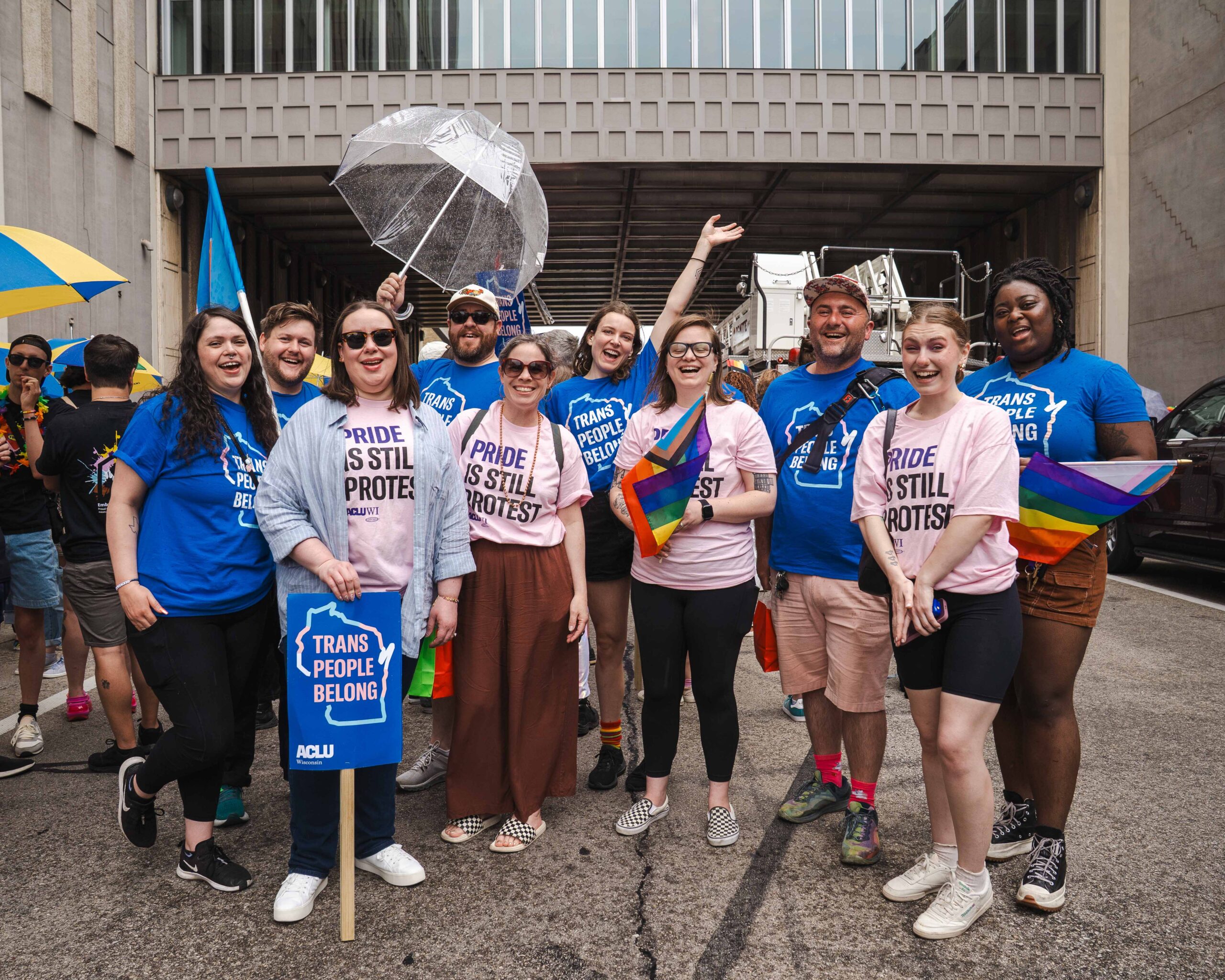 Photo of group of people celebrating the veto of anti-trans bills