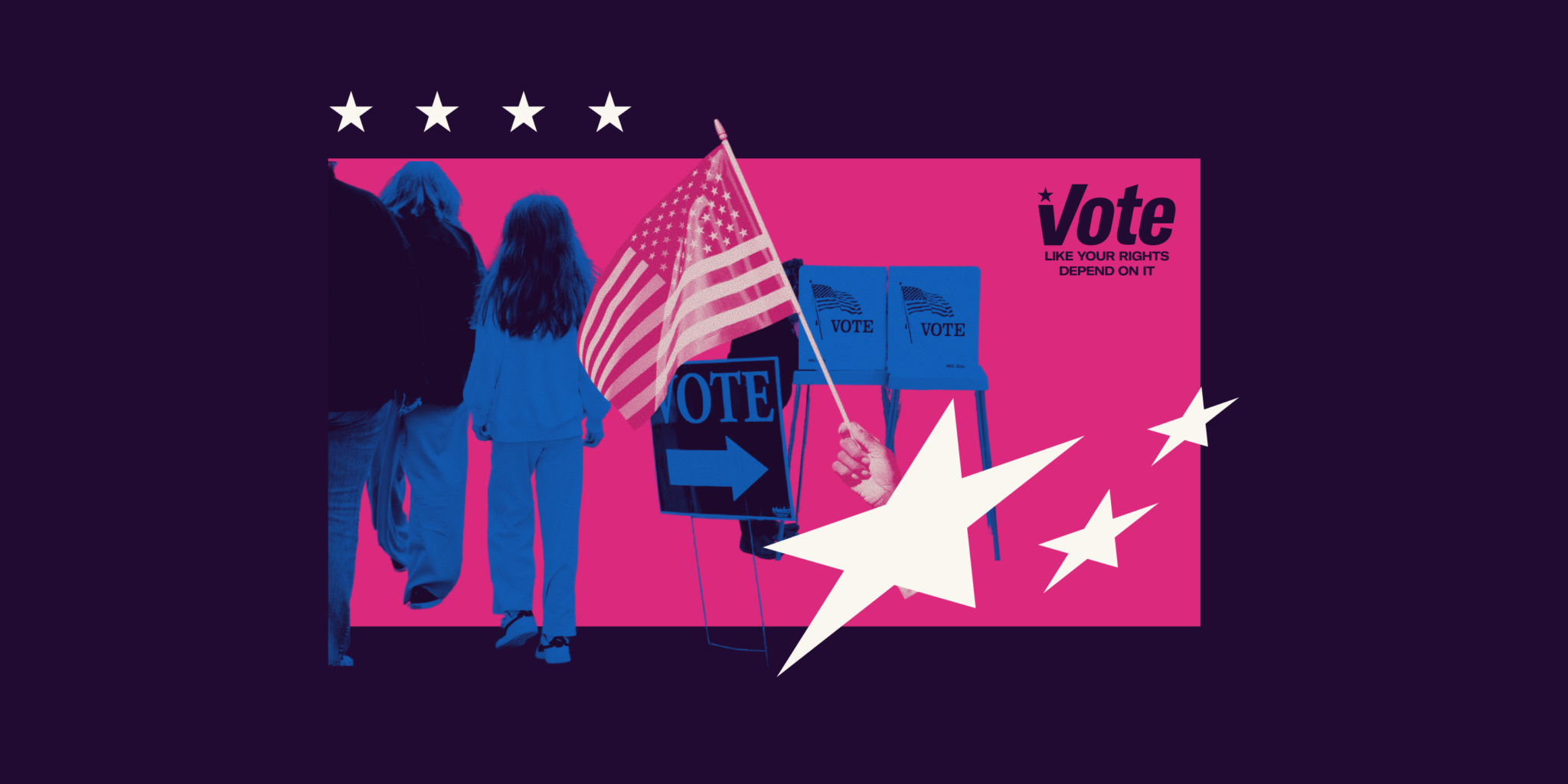Collage of ballot boxes and stars