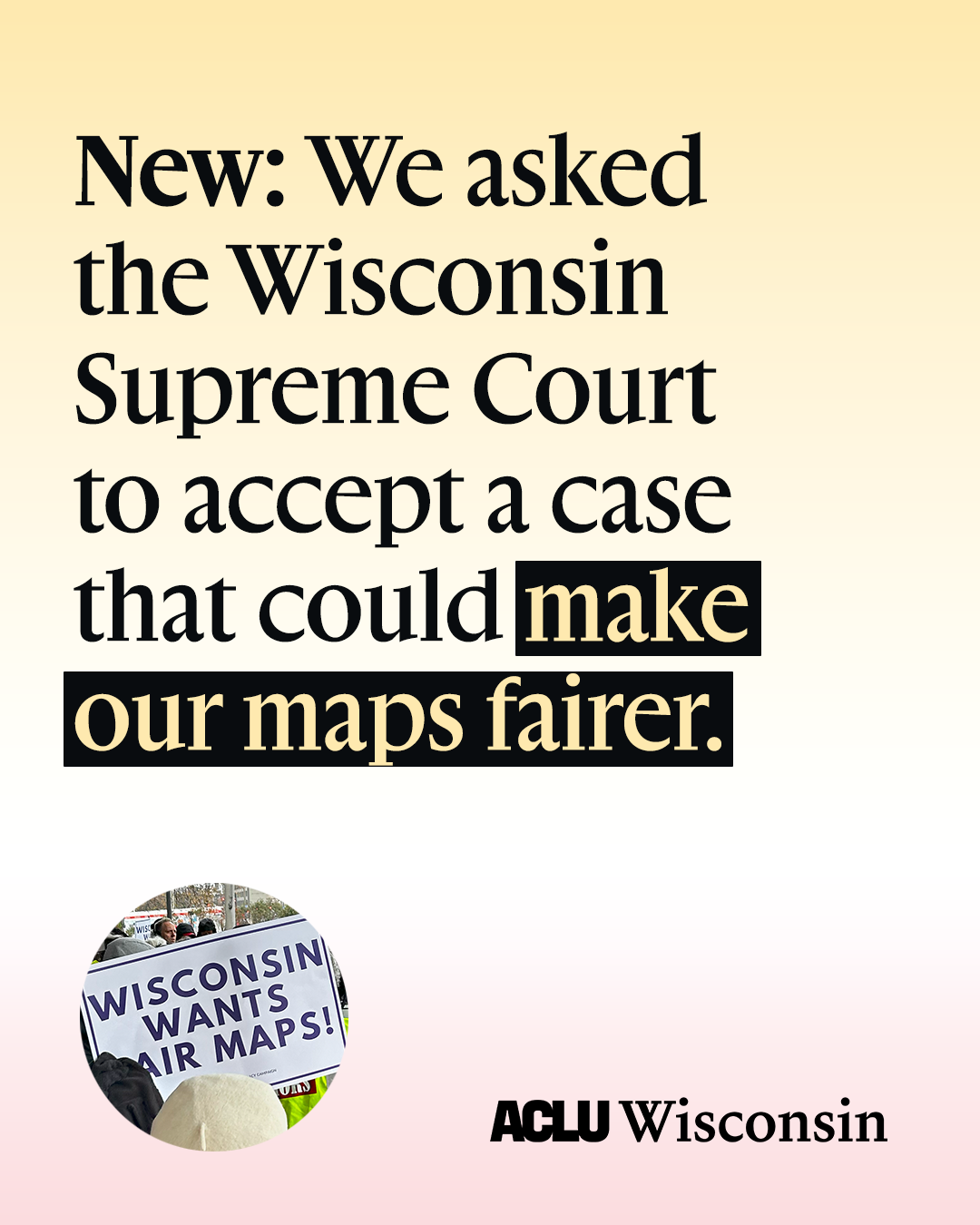 New: We asked the Wisconsin Supreme Court to accept a case that could make our maps fairer.