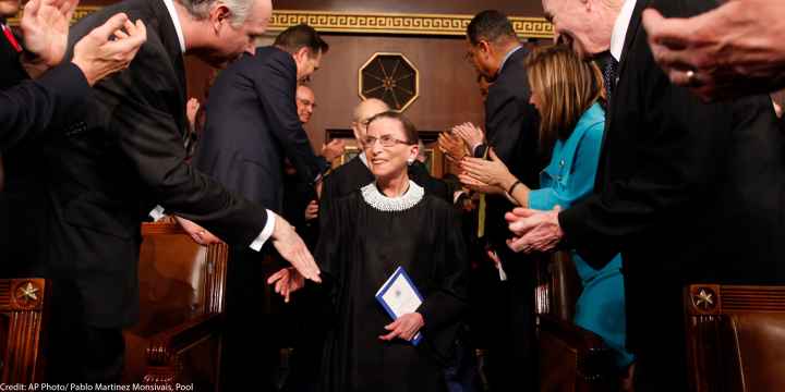 A photo of Ruth Bader Ginsburg.